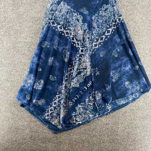 Simply Vera Wang 90s Dress XS Blue Patchwork Bandana Asymmetrical Boho Western - Picture 3 of 11